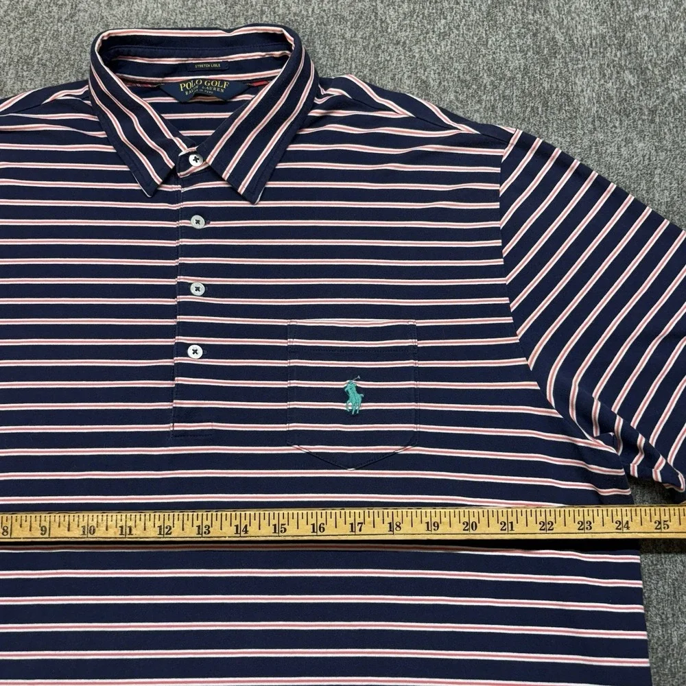 Polo Golf Shirt Ralph Lauren Stretch Lisle Mens XL Striped Pony Logo Performance